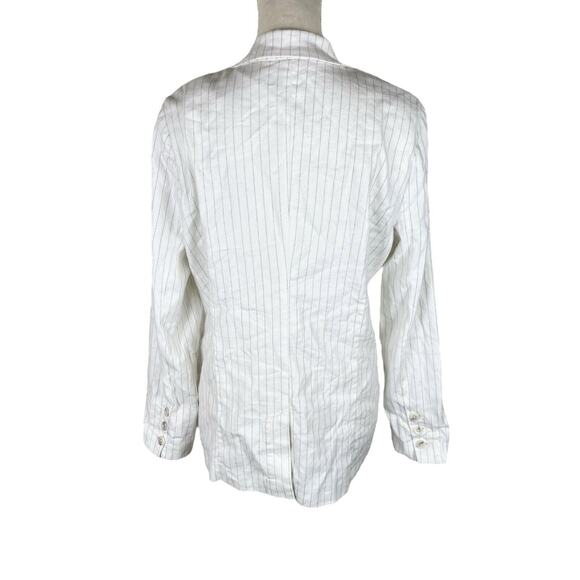 Evereve Taylor Ivory PinStripe Blazer Jacket Linen Blend Size Small - Picture 5 of 8